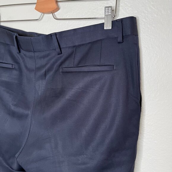 Hugo Boss Mens Navy Blue Virgin Wool Dress Suit Pants Size 36R - Picture 9 of 14